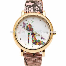 New High Heel Dial Leather Band Quartz Women watch wrist